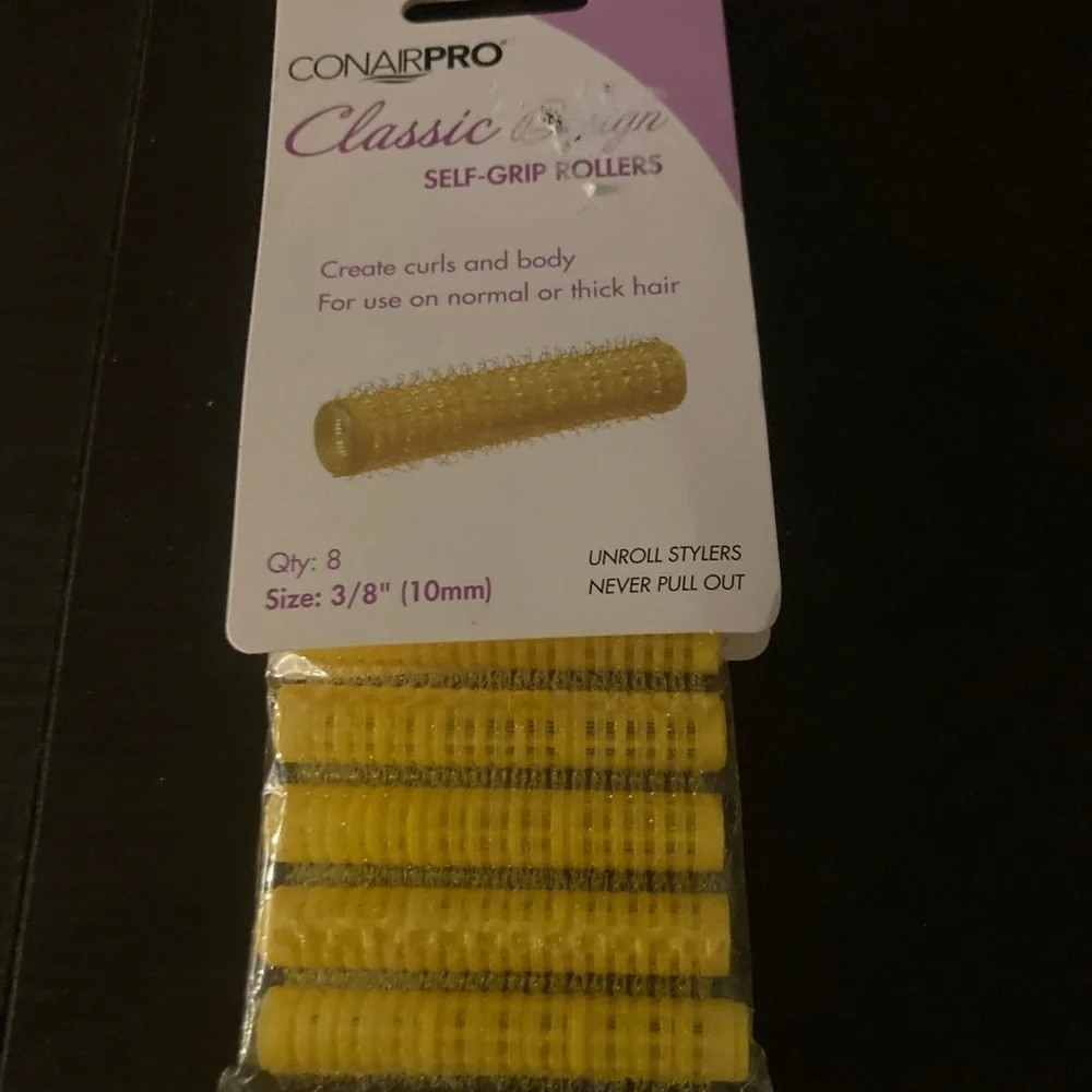 4/$25 ConairPro Classic Design Self-Grip Rollers - Yellow in color. 8 piece set